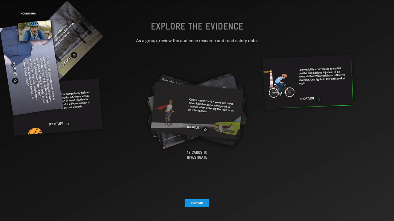 Screen of Explore the Evidence application
